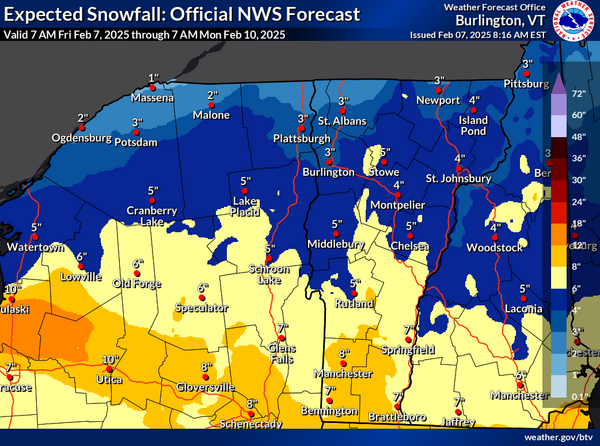 Colorful NWS snowstorm forecast map