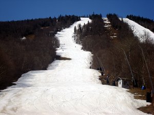 Spring skiing at Jay Peak in Vermont