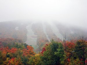 First snow fell in Vermont ski country.