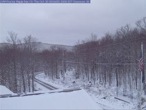 Snowy view at Proctor Maple Center in Underhill, Vt.