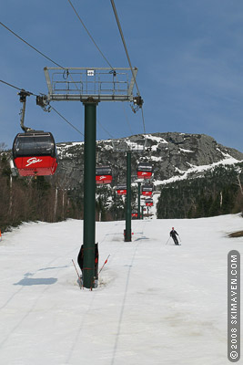 Skiing the gondola at Stowe, Vermont